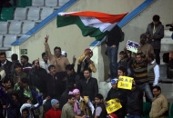 Punjab spectators encouraging their team during Hero Hockey India League 2013 at Delhi on 14th Jan 2013.