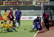 UP Wizards team cheering after scoring a 1st goal  against Punjab Warriors at Jalandhar on 17th Jan 2013