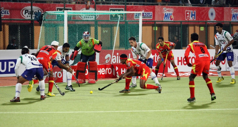 birendra lakra RR in action against UPW during the match