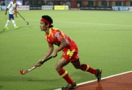 KOTHAJIT SINGH OF RR IN ACTION AGAINST UPW IN THEIR HERO HOCKEY INDIA LEAGUE 2014 ON 26TH JAN 2014 AT RANCHI
