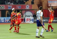 mandeep from RR hit the first goal of the match against UPW