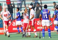 DMM celebrates after scoring a goal against UPW at lucknow