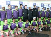 Delhi Waveriders Team Players posing for media at Dhyan Chand National Stadium